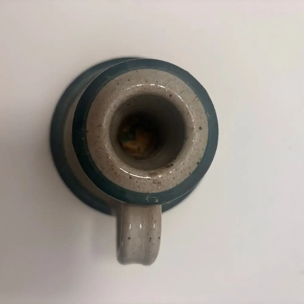 Vintage Westerwald Salt Glazed Pottery Candle Holder Green Marshallton, PA 4